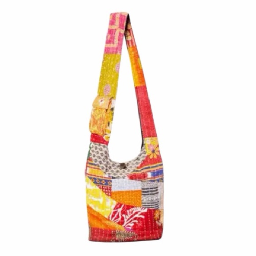Kathmandu Collection Kantha Colorful Patchwork Hobo Bag NWT
